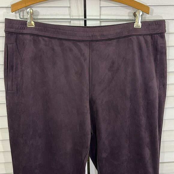 J. Jill Wearever Faux Suede Pants Size LP Rum Raisin NWPT - Picture 4 of 10